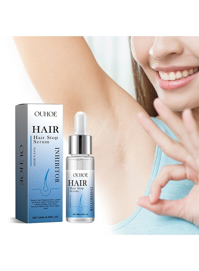 OUHOE Hair Stop Serum, Reduces Unwanted Hair Growth, Moisturizes & Soothes The Skin, Reducing Body Hair Growth, Shrink Pores, Suitable for All Skin Types 20ml - Image 1
